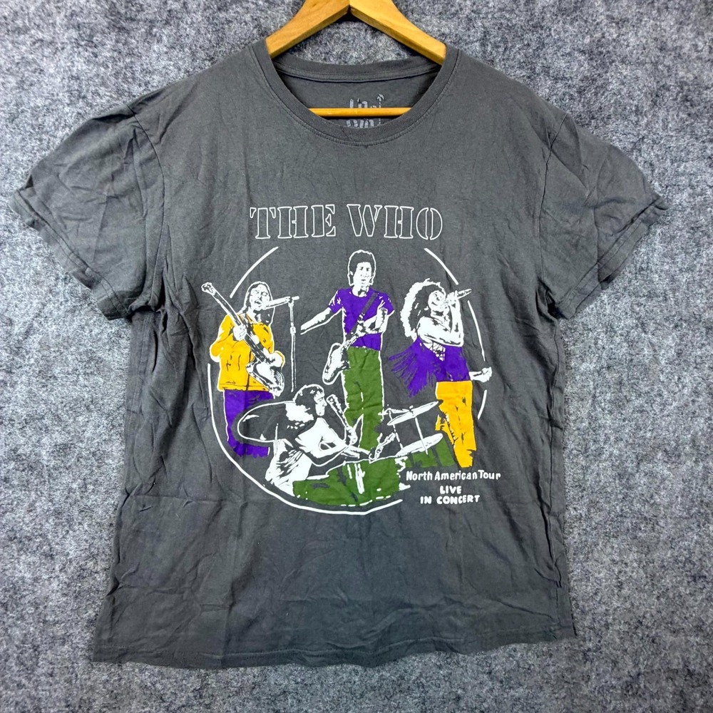 The Who T-Shirt Mens 2XL Gray Cotton North American Tour Live in Concert Graphic